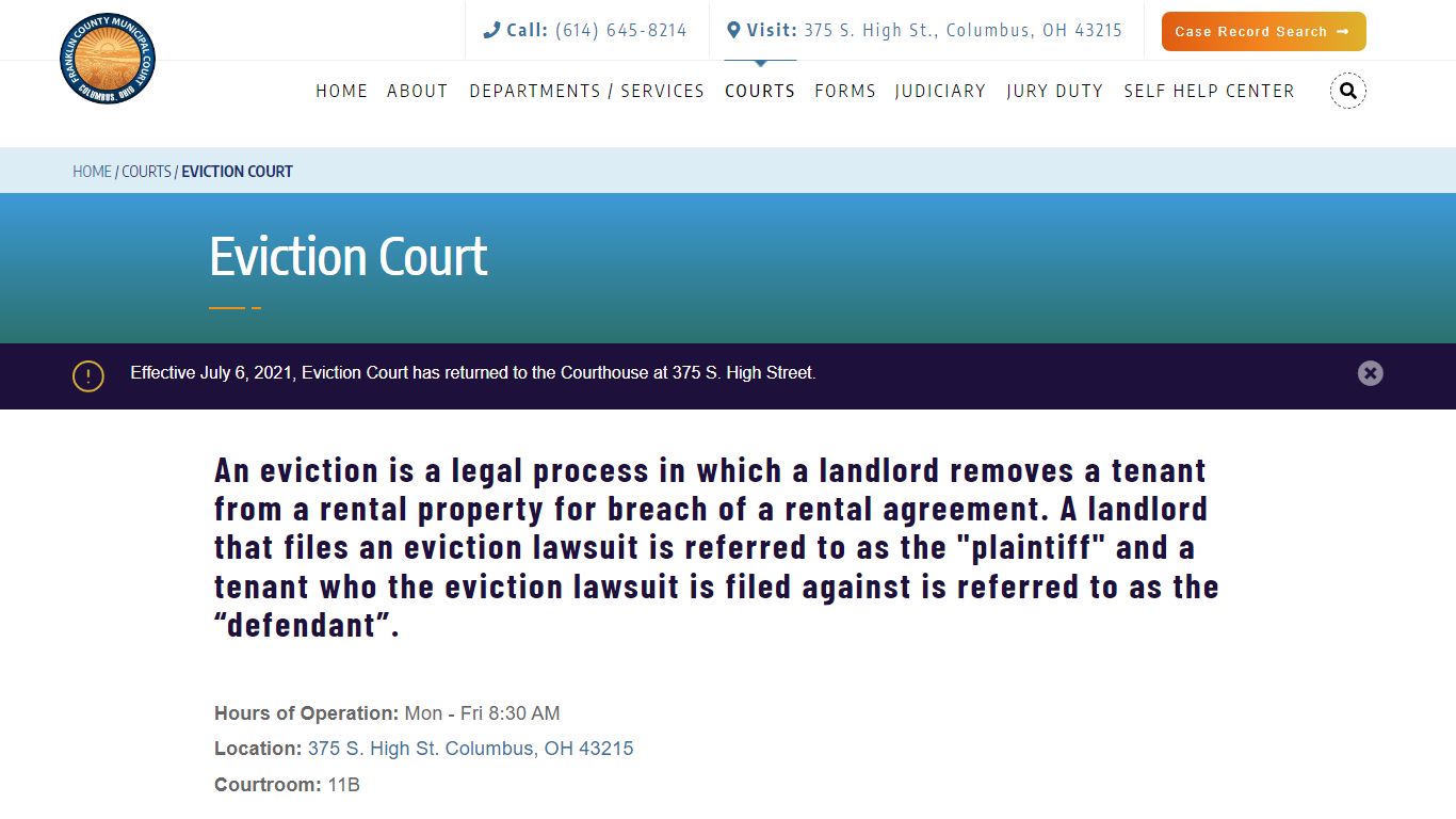 Eviction Court - Franklin County Municipal Court